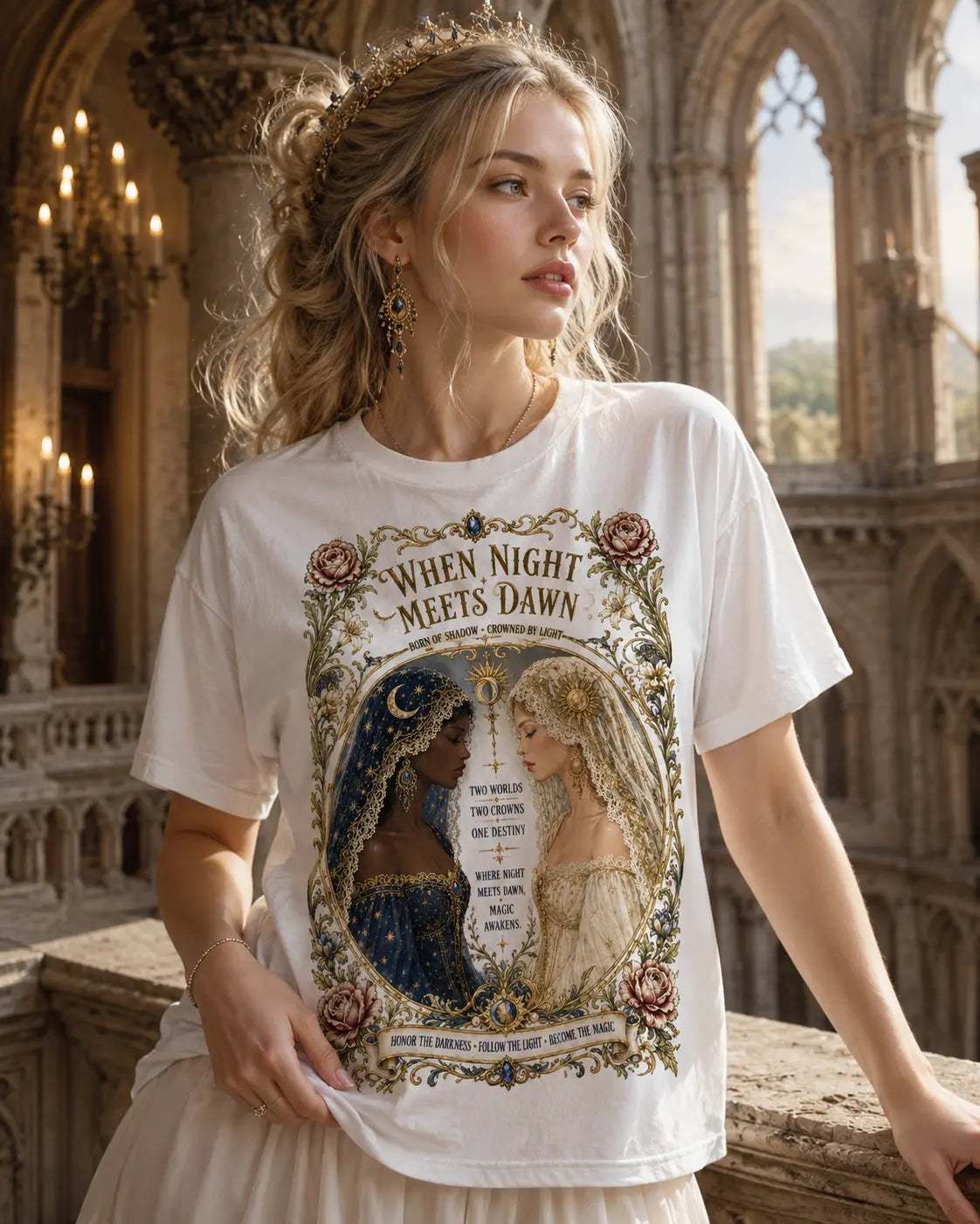 Celestial Moon & Sun Graphic Tee Shirt, Hoodie Sweatshirt