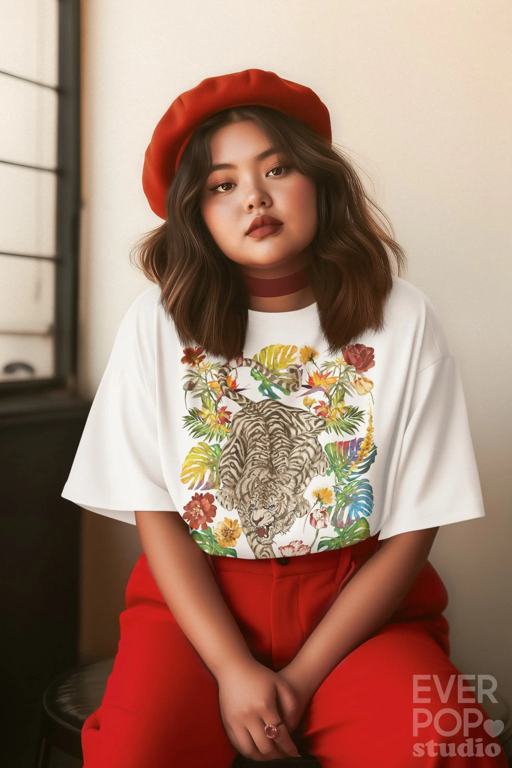 Tattoo Tropical Tiger Graphic Tee Shirt, Hoodie Sweatshirt