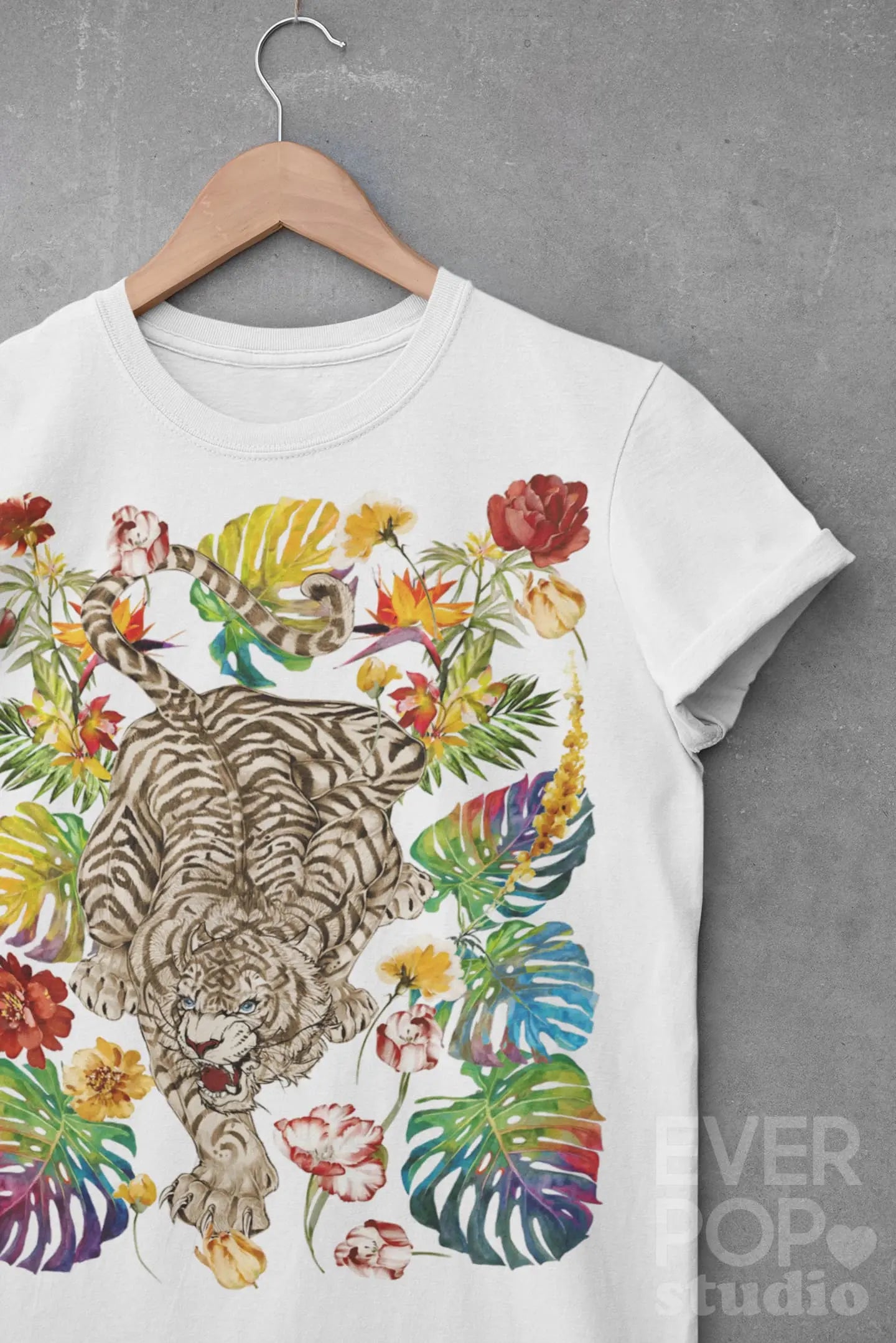 Tattoo Tropical Tiger Graphic Tee Shirt, Hoodie Sweatshirt