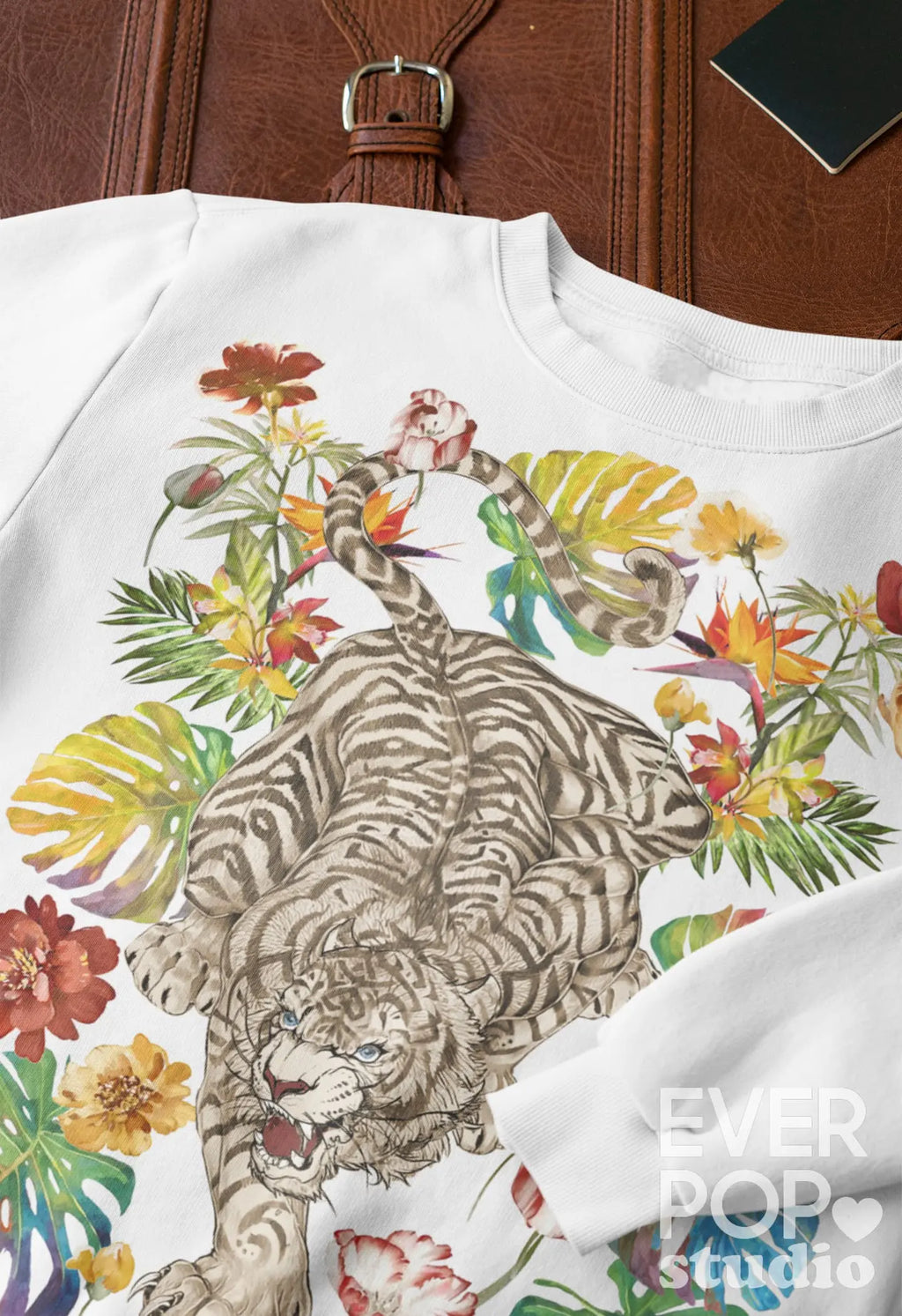 Tattoo Tropical Tiger Graphic Tee Shirt, Hoodie Sweatshirt