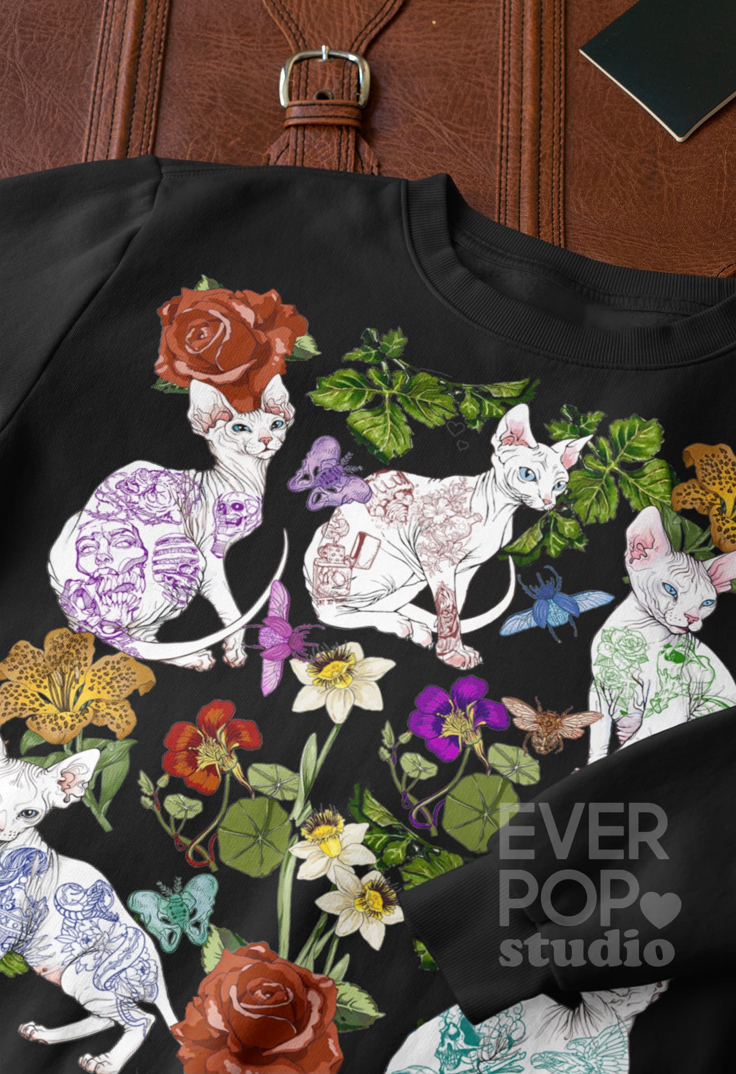 Tattoo Cat Graphic Tee Shirt, Hoodie Sweatshirt