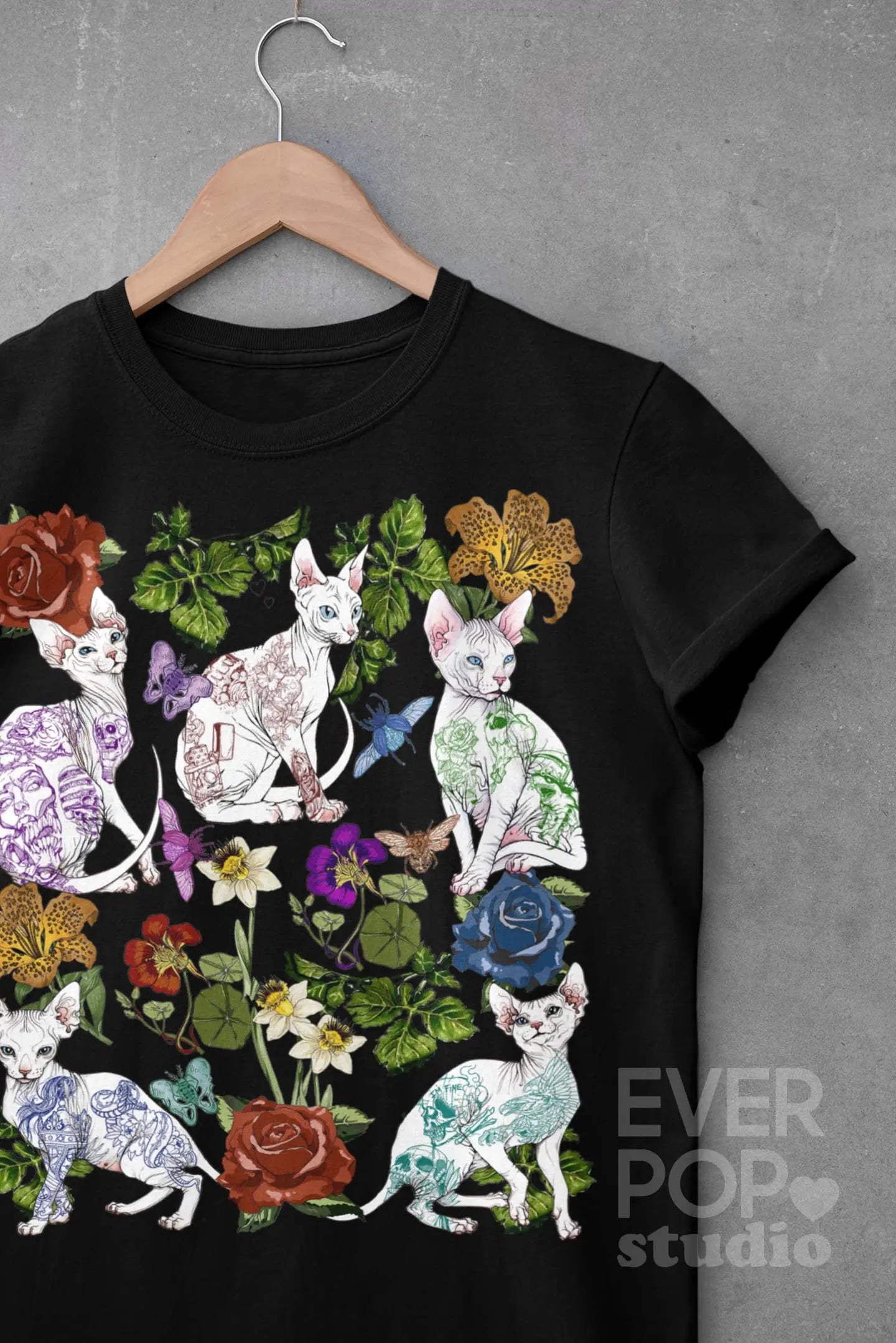 Tattoo Cat Graphic Tee Shirt, Hoodie Sweatshirt