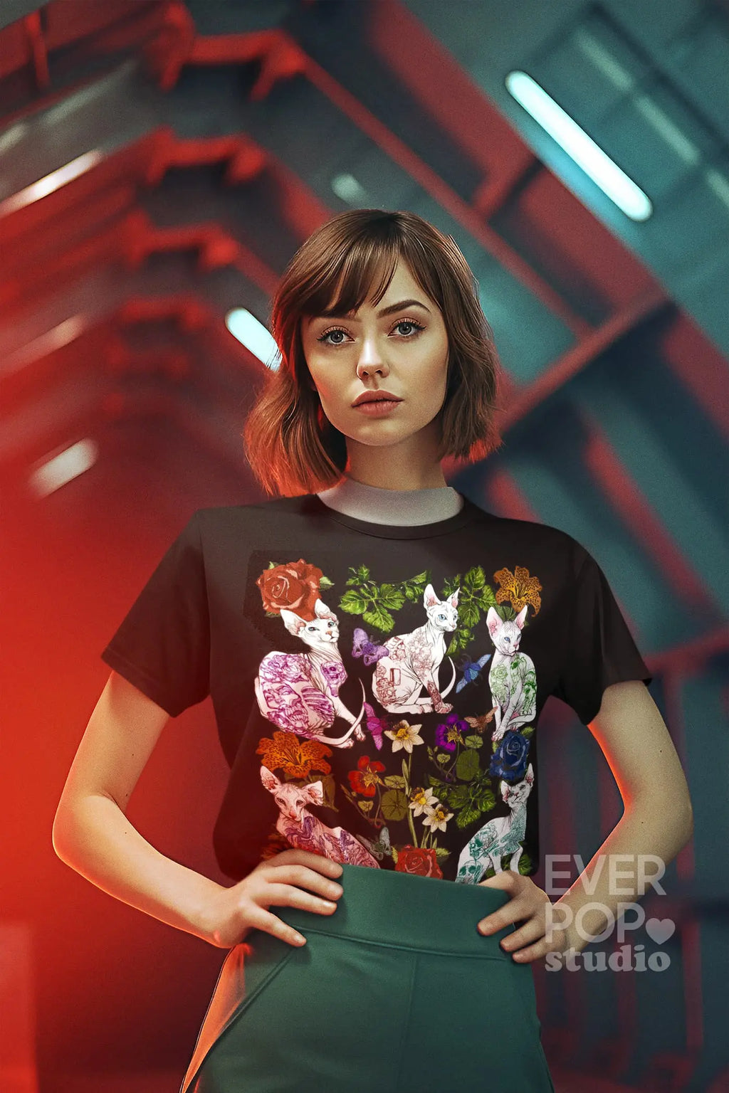 Tattoo Cat Graphic Tee Shirt, Hoodie Sweatshirt