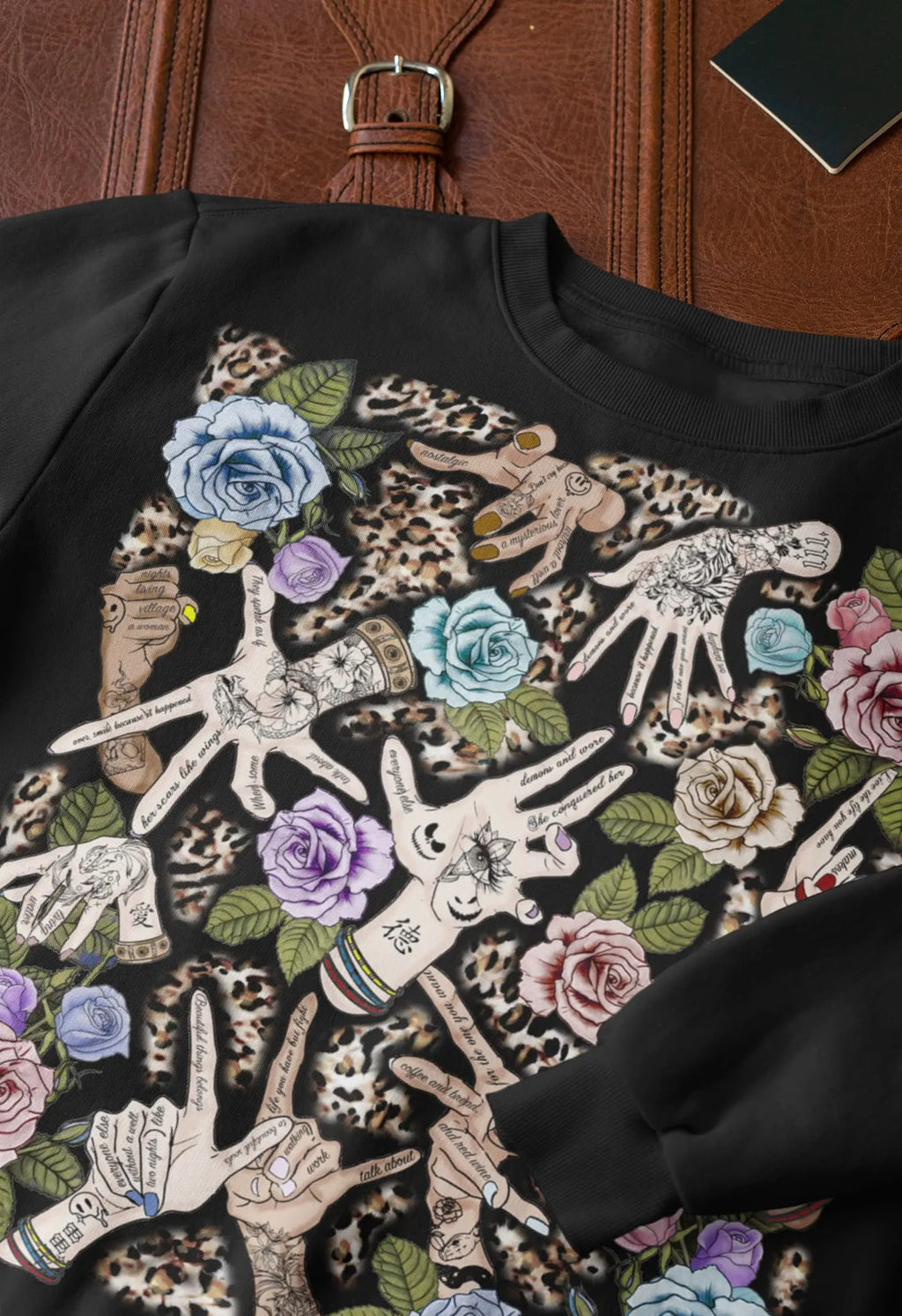 Tattoo Hand Leopard Graphic Tee Shirt, Hoodie Sweatshirt