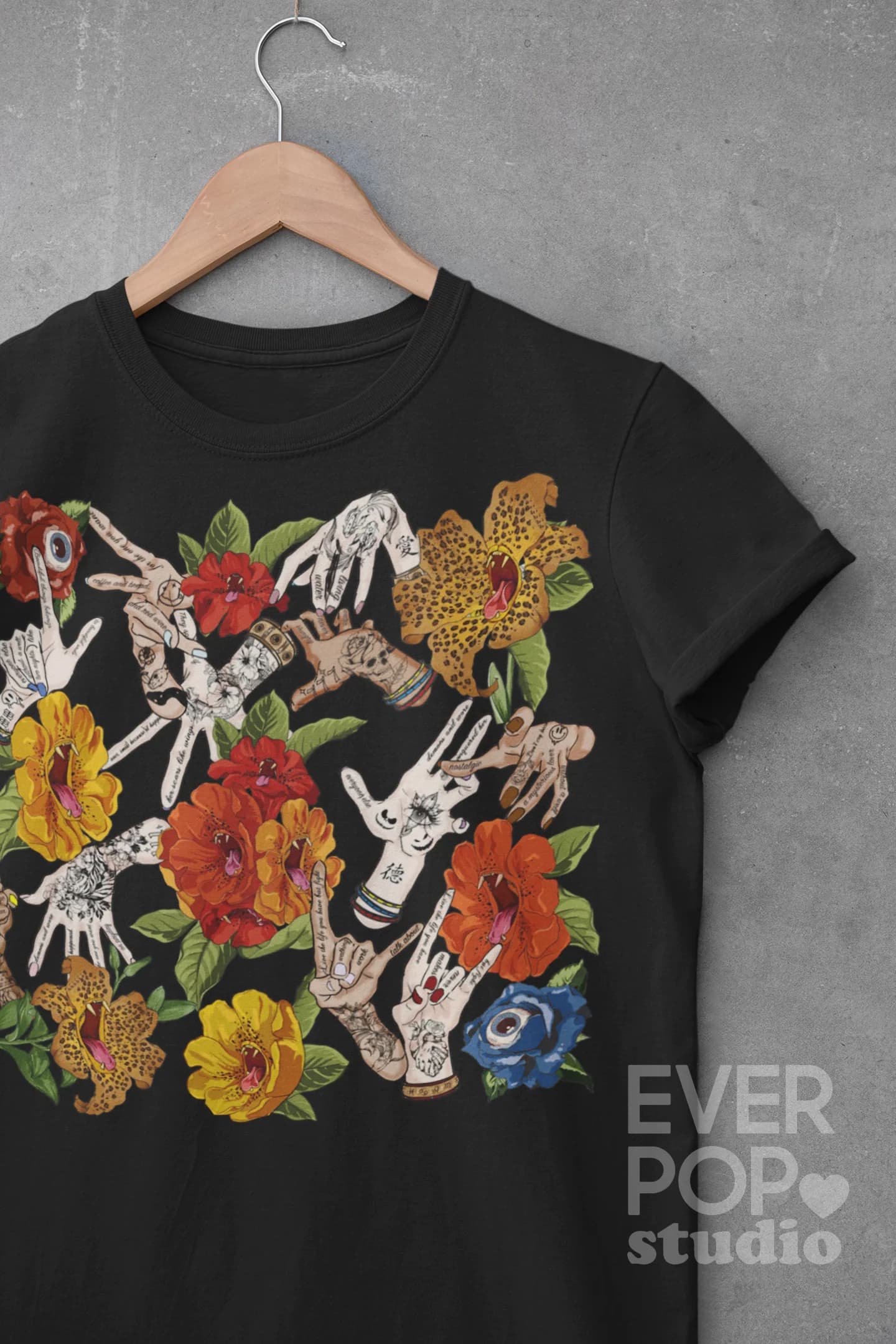 Lip Flower Tattoo Graphic Tee Shirt, Hoodie Sweatshirt