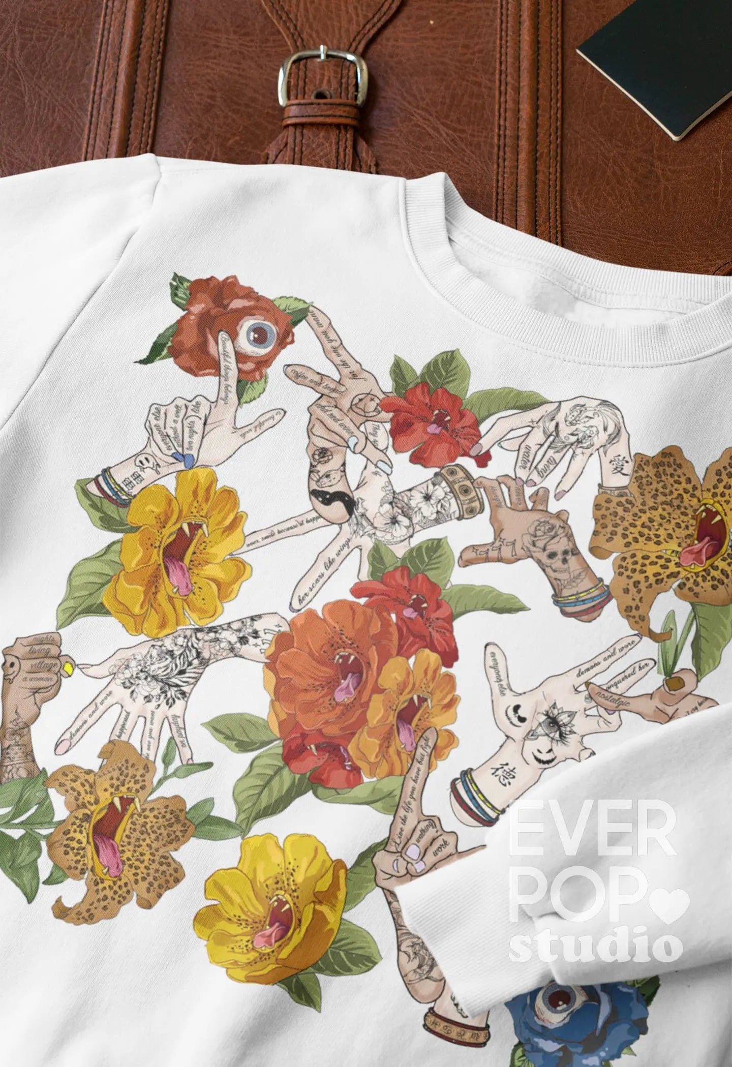 Lip Flower Tattoo Graphic Tee Shirt, Hoodie Sweatshirt