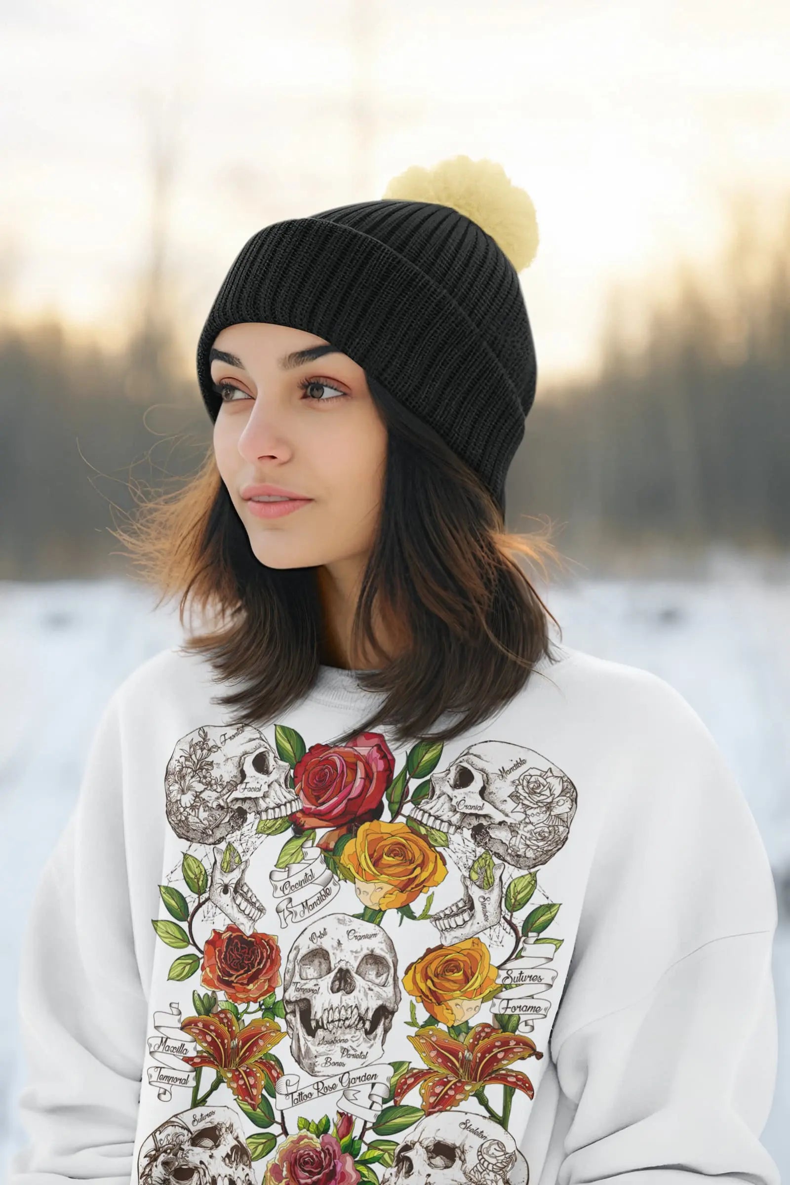 Rose Skull Tattoo Graphic Tee Shirt, Hoodie Sweatshirt