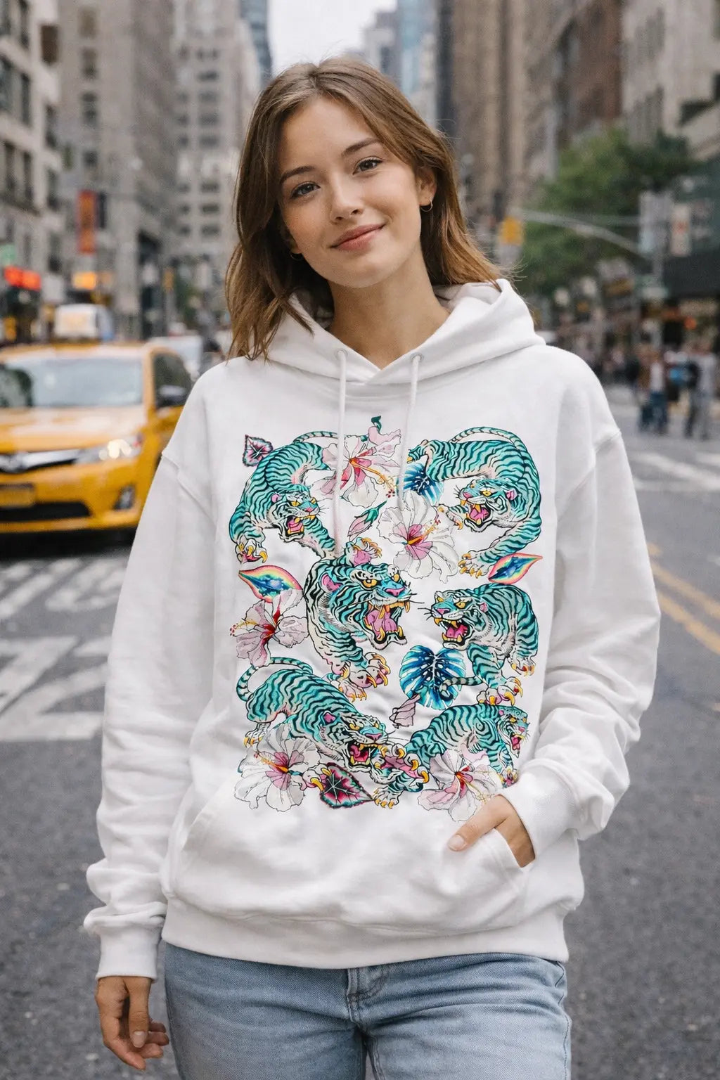 Jungle Teal Tiger Graphic Tee Shirt, Hoodie Sweatshirt
