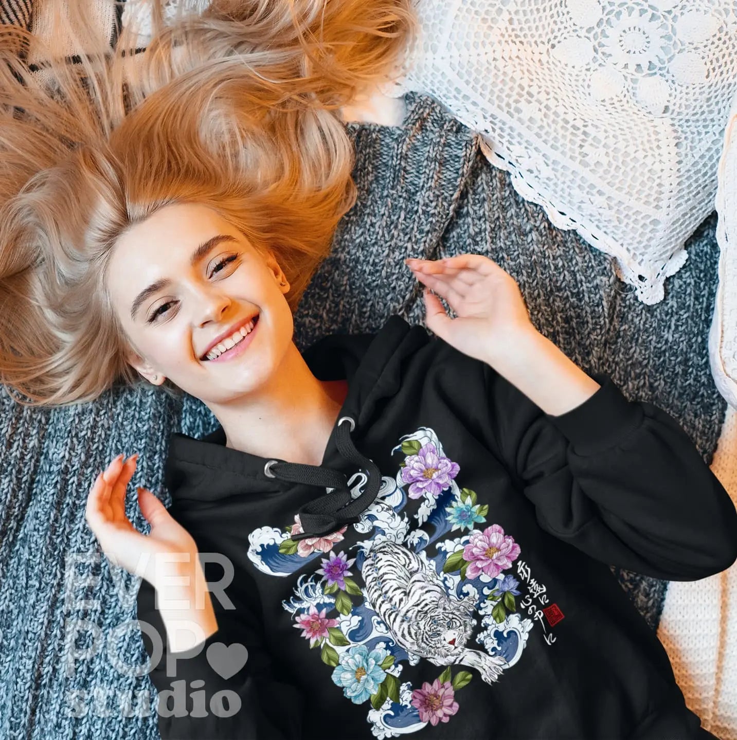 Tiger Lotus Graphic Tee Shirt, Hoodie Sweatshirt