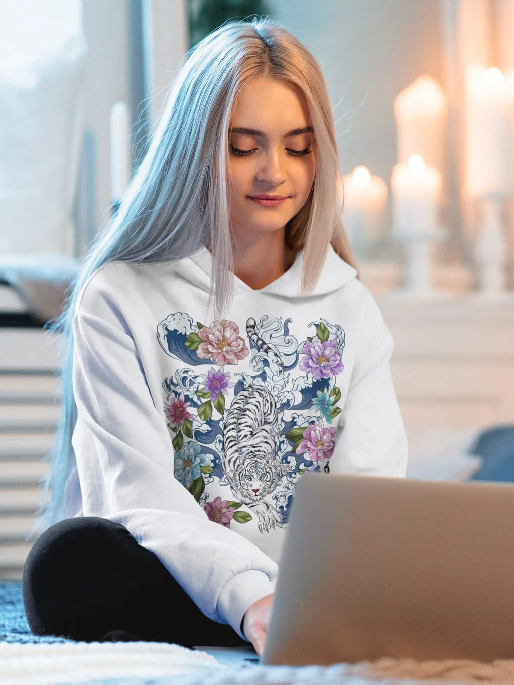 Tiger Lotus Graphic Tee Shirt, Hoodie Sweatshirt