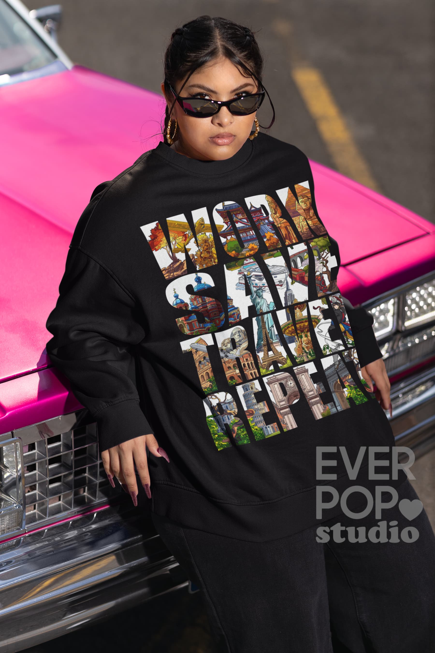 Work Save Travel Repeat  Graphic Tee Shirt, Hoodie Sweatshirt