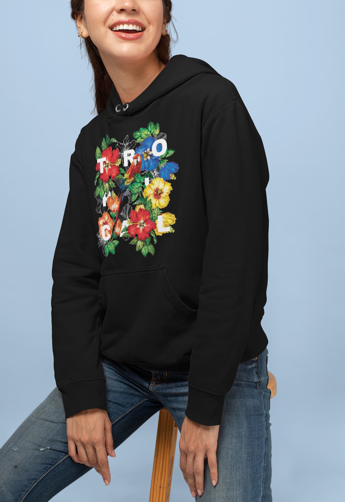 Tropical Parrot Graphic Tee Shirt, Hoodie Sweatshirt
