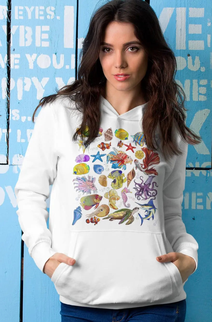 Tropical Fish Graphic Tee Shirt, Hoodie Sweatshirt