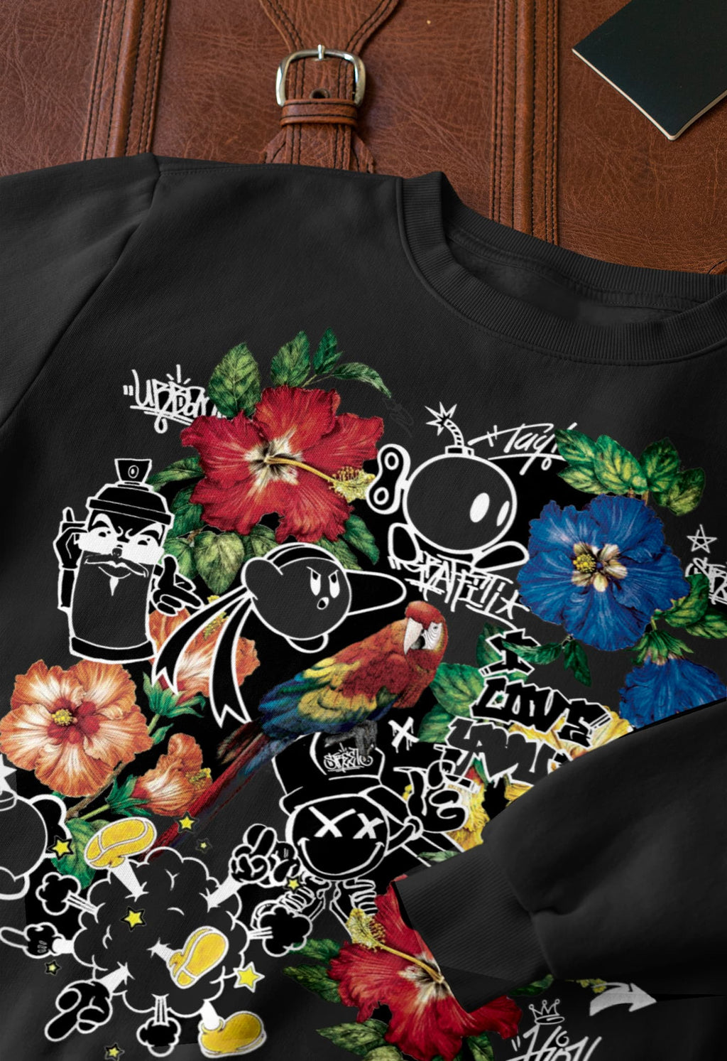 Tropical Graffiti Graphic Tee Shirt, Hoodie Sweatshirt