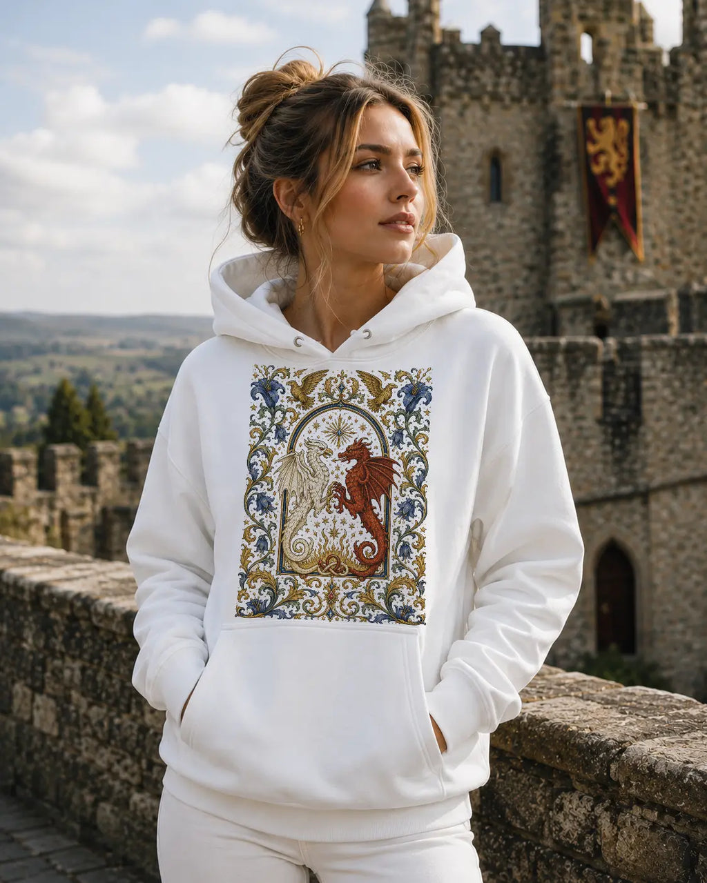 Twin Dragons of the Eternal Flame Graphic Tee Shirt, Hoodie Sweatshirt
