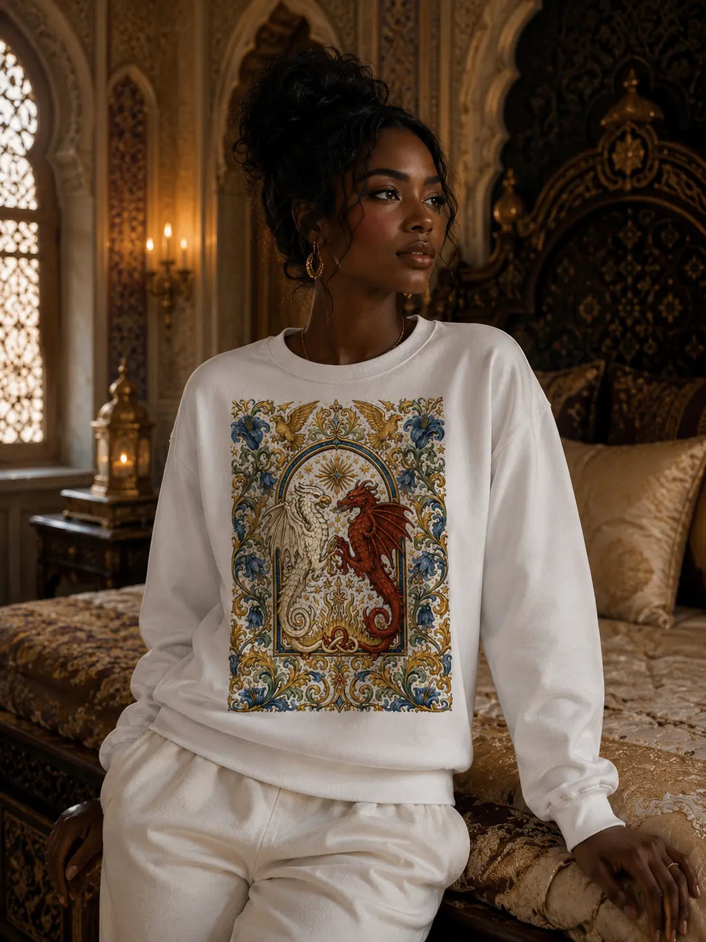 Twin Dragons of the Eternal Flame Graphic Tee Shirt, Hoodie Sweatshirt
