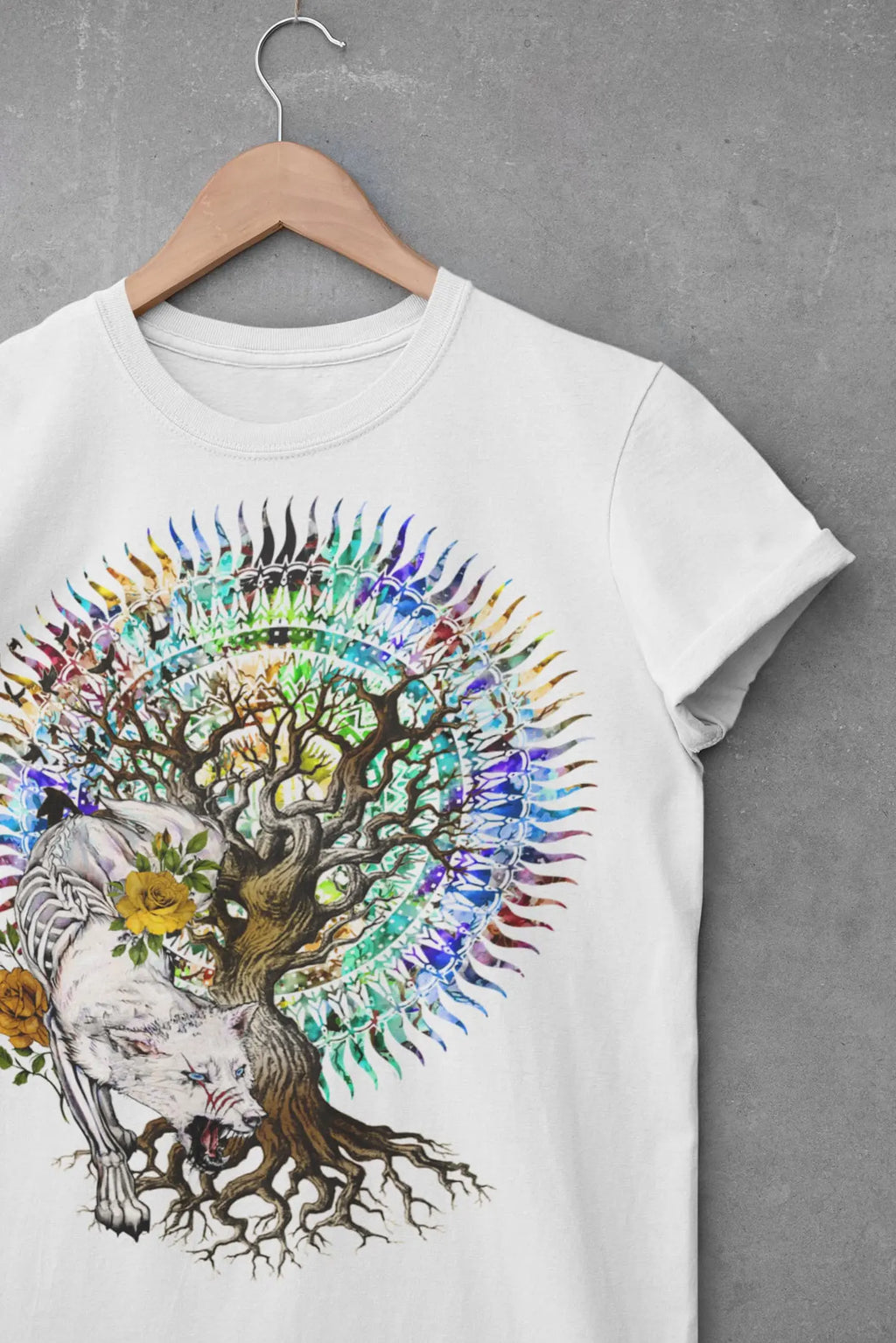 Wolf Mandala Tree Graphic Tee Shirt, Hoodie Sweatshirt