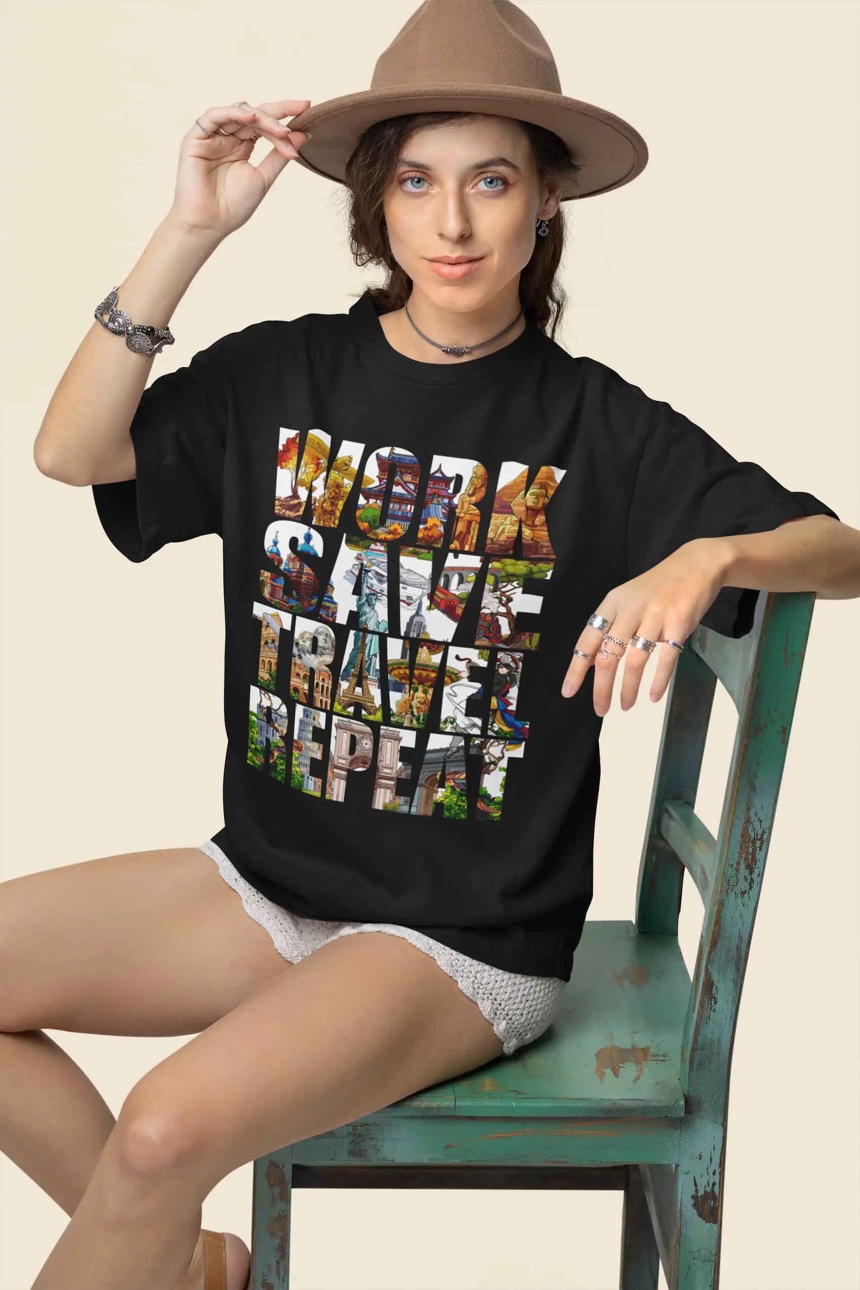 Work Save Travel Repeat  Graphic Tee Shirt, Hoodie Sweatshirt